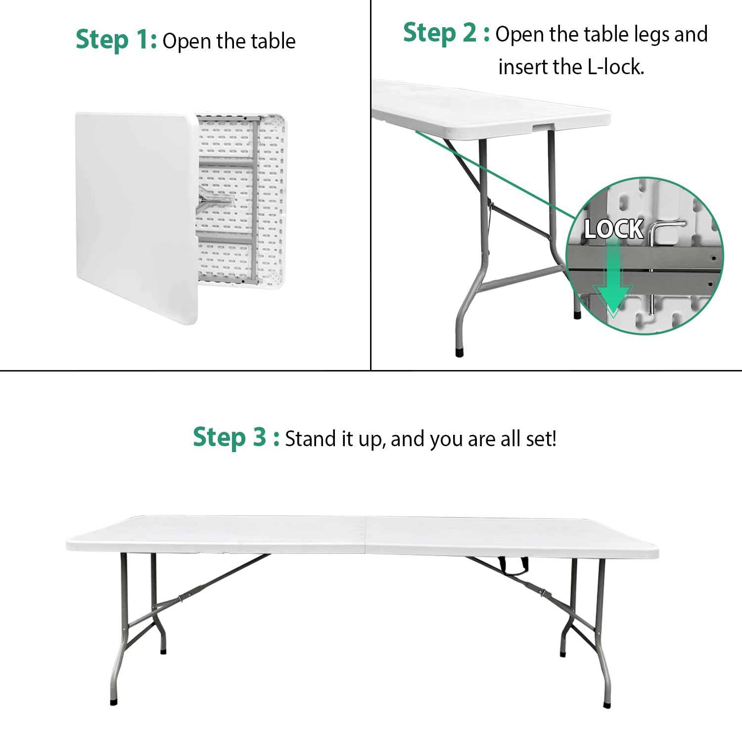 Amazon.com: JingPieCle 8 Foot Folding Table 96 inch Heavy Duty 8ft